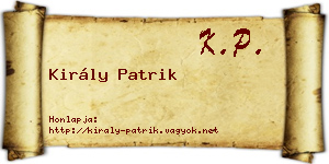 Király Patrik névjegykártya